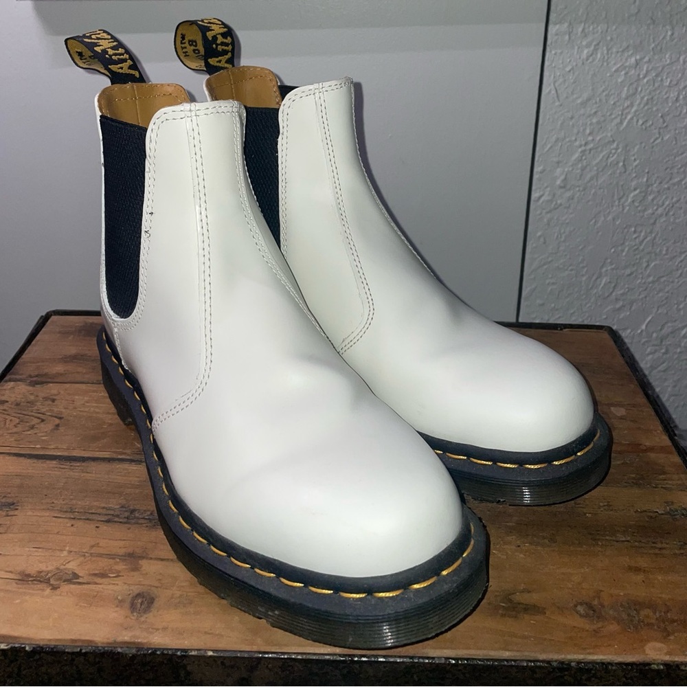 Dr. Martens White and Black Chelsea Boots